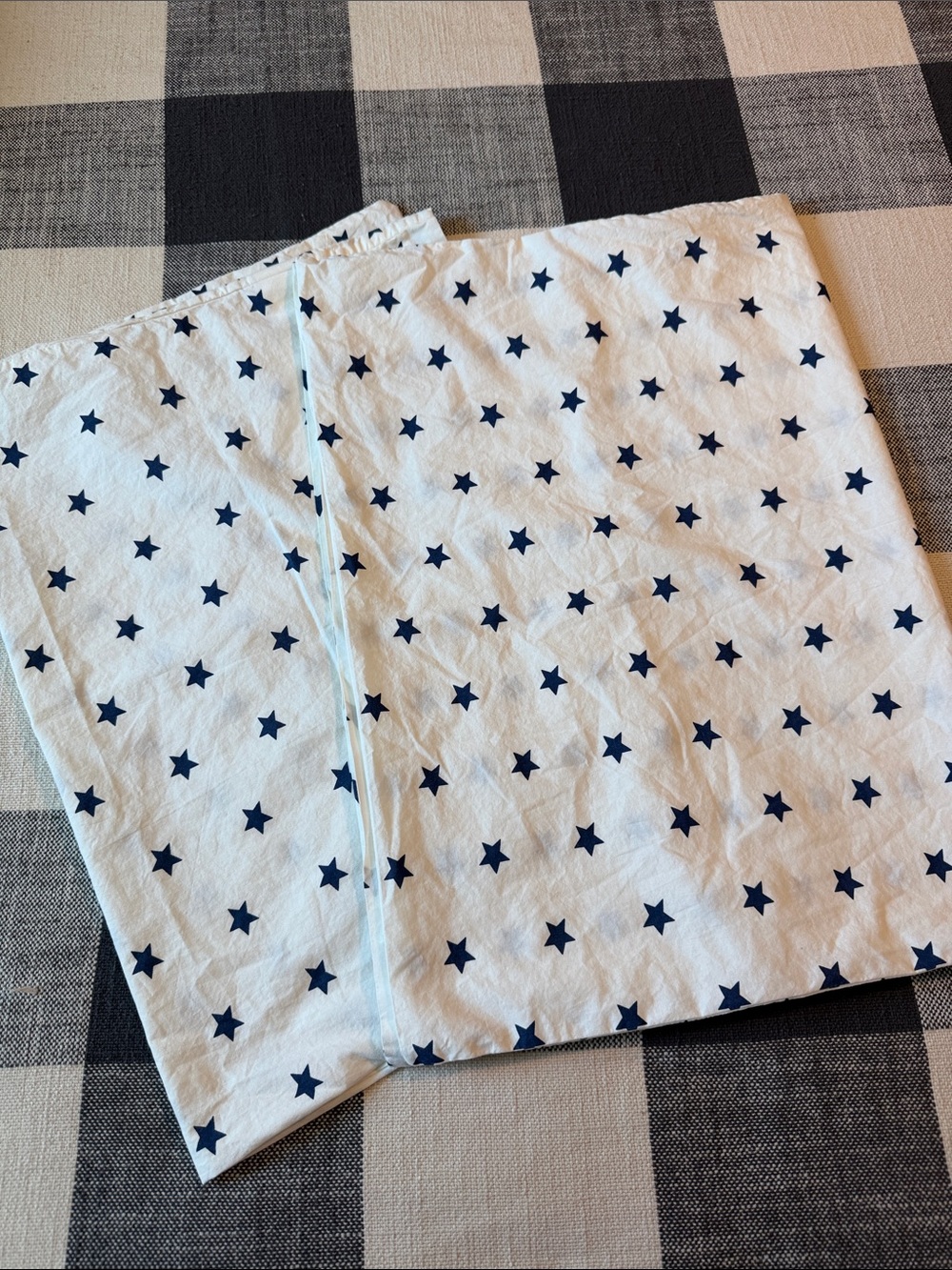 Pottery Barn Kids White Pillowcases with Navy Star Pattern